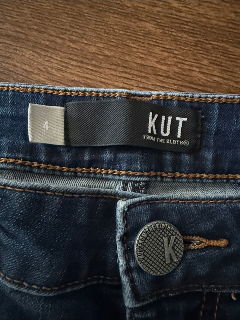 Kut from the Kloth Indigo Skinny High-Rise Jeans with Raw Hem - Picture 2 of 6